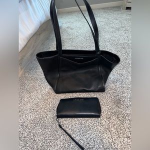 Michael Kors Black Tote Bag and Matching Wallet